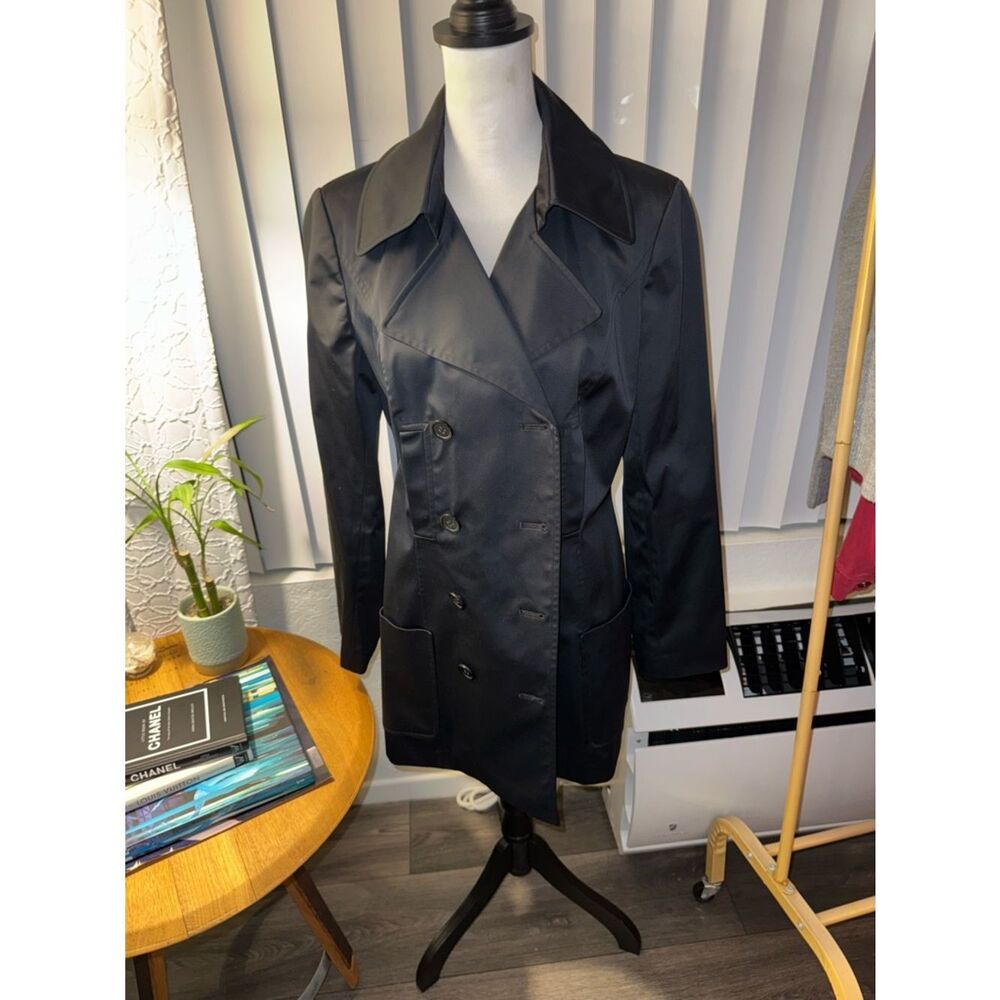 Insight Black Double-Breasted Trench Coat